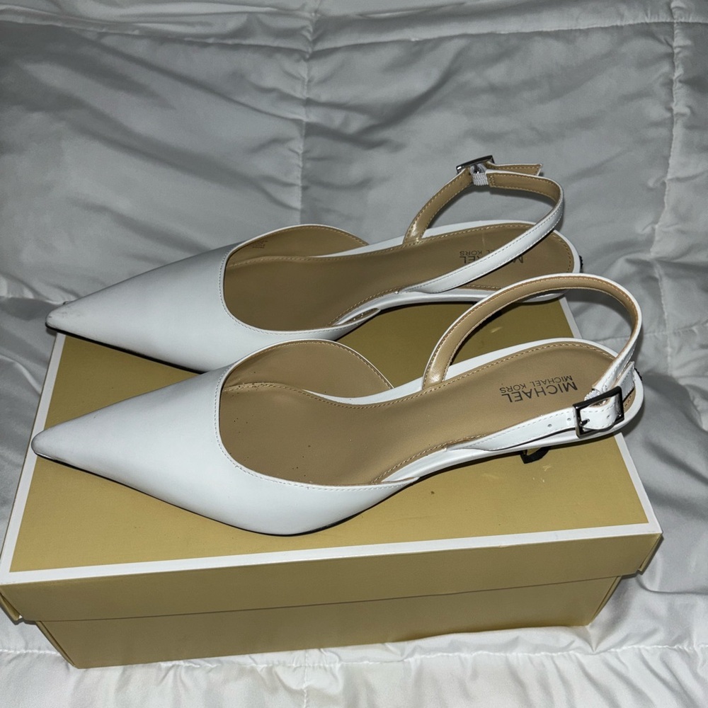 Michael Kors White Slingback Heels